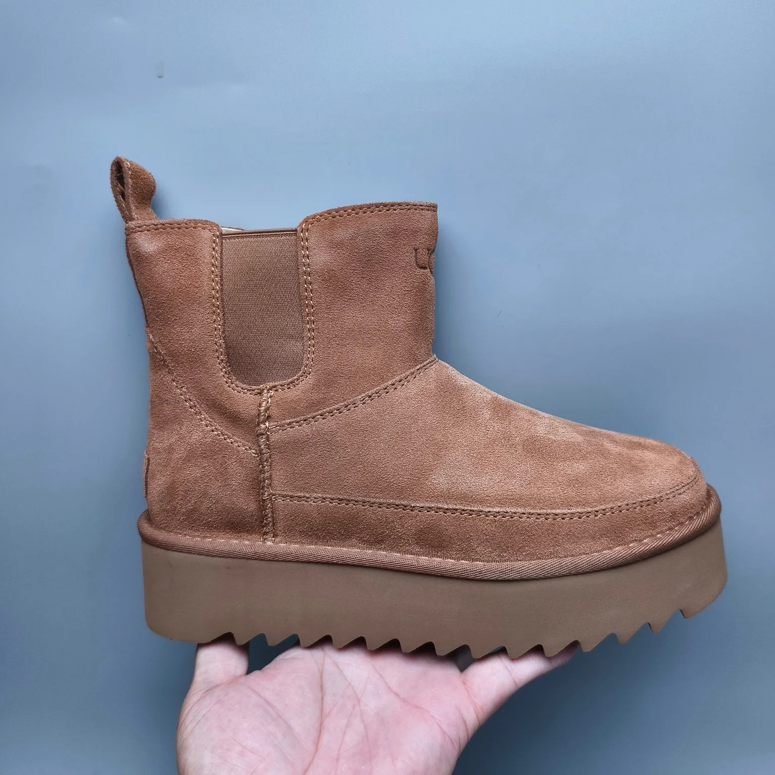 💰560 UGG sheepskin all-in-one snow boots 8051 thick-soled Chelsea casual shoes Color: maroon black antelope brown Matching size: 35-40